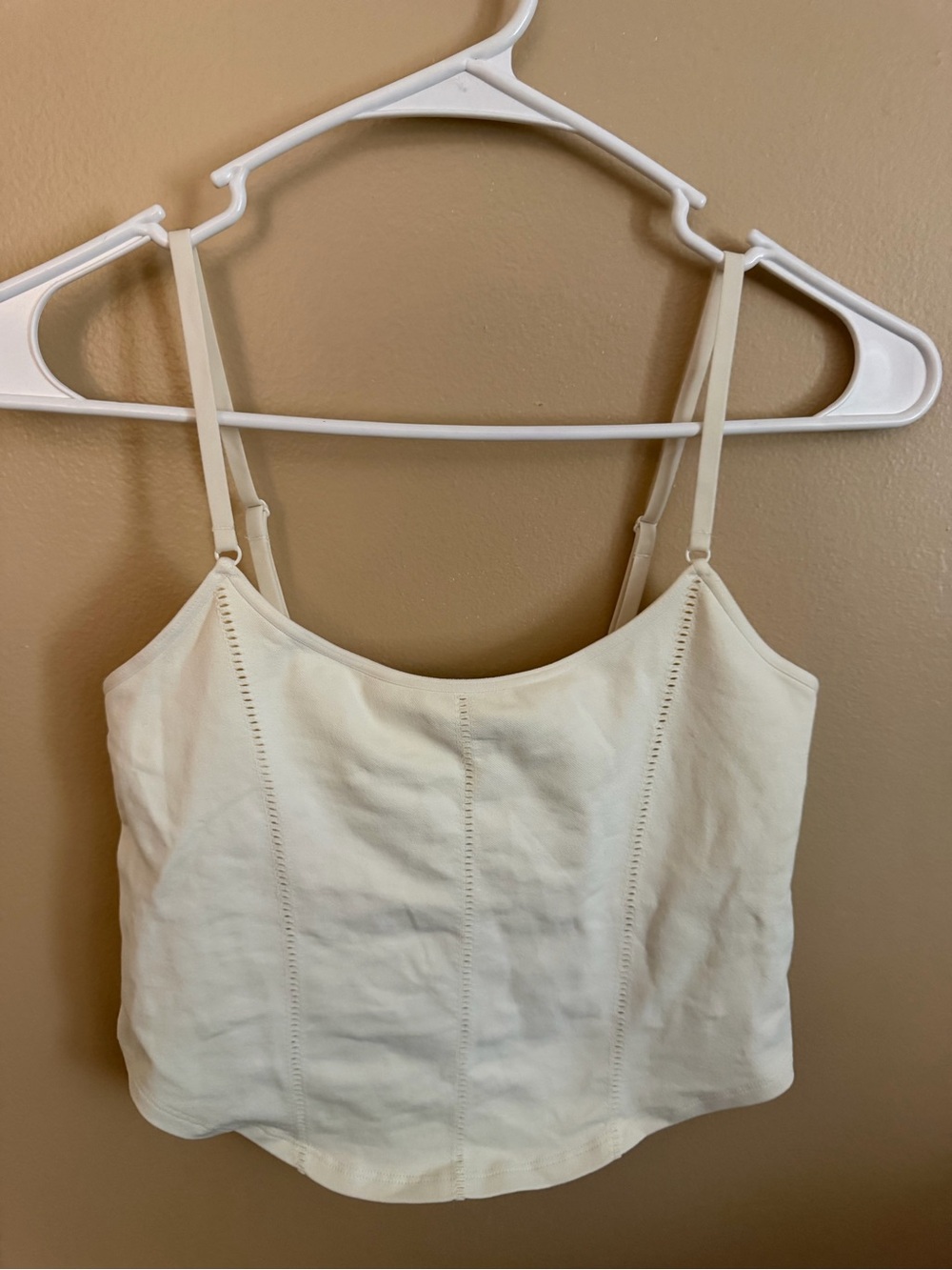 Aerie Women's Cream Spaghetti-Strap Cropped Camisole